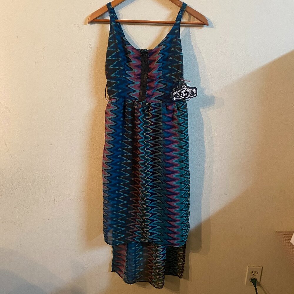 ANGIE SMALL MULTI-COLOR SLEEVELESS  BOHO-CHIC HIGH-LOW SUNDRESS